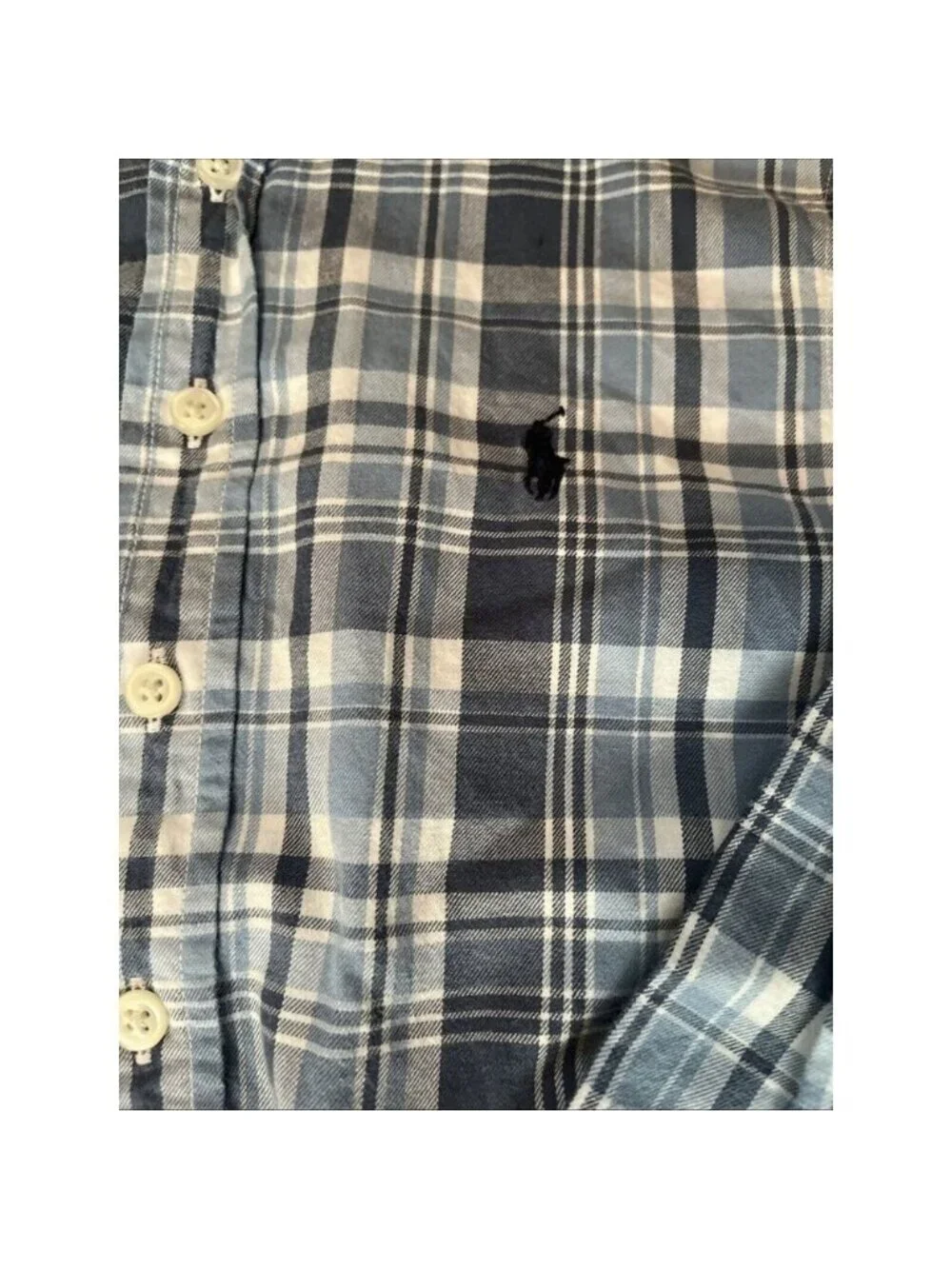 Boys Ralph Lauren Polo Button Down Blue Gray Plaid Small 8 Dress Shirt